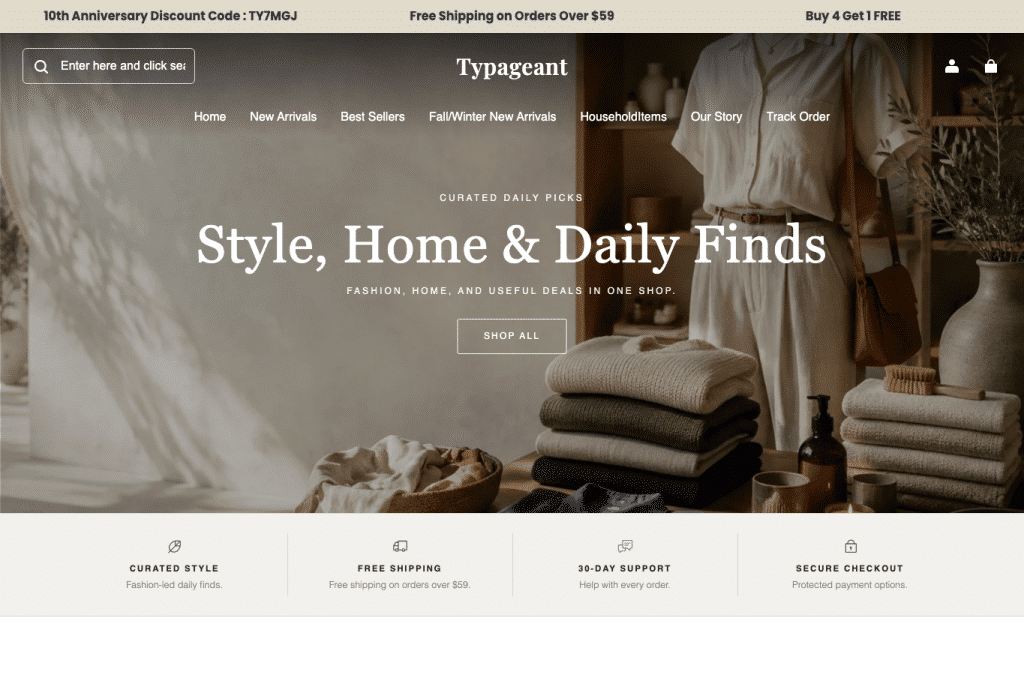 Screenshot preview of typageant.com