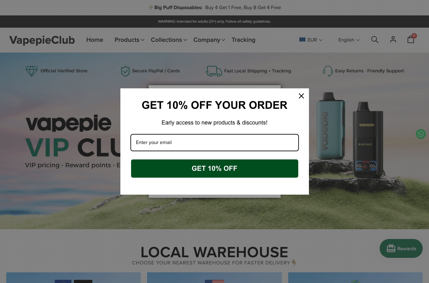 Screenshot preview of vapepieclub.com
