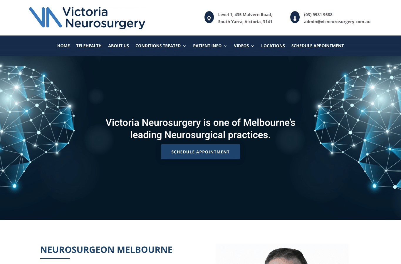 Screenshot preview of vicneurosurgery.com.au