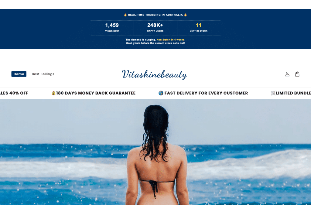 Screenshot preview of vitashinebeauty.com