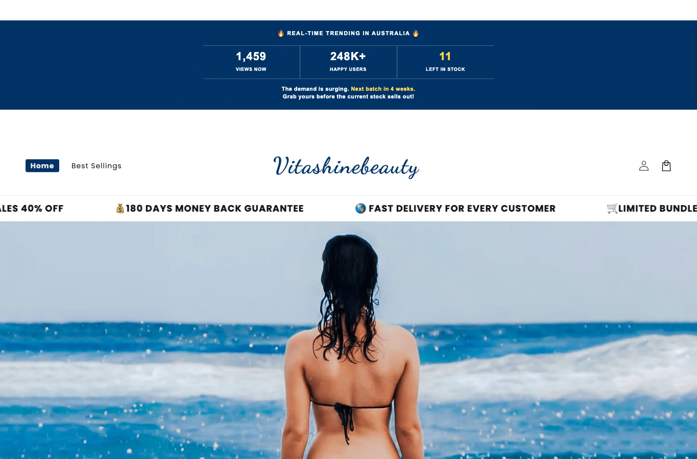 Screenshot preview of vitashinebeauty.com