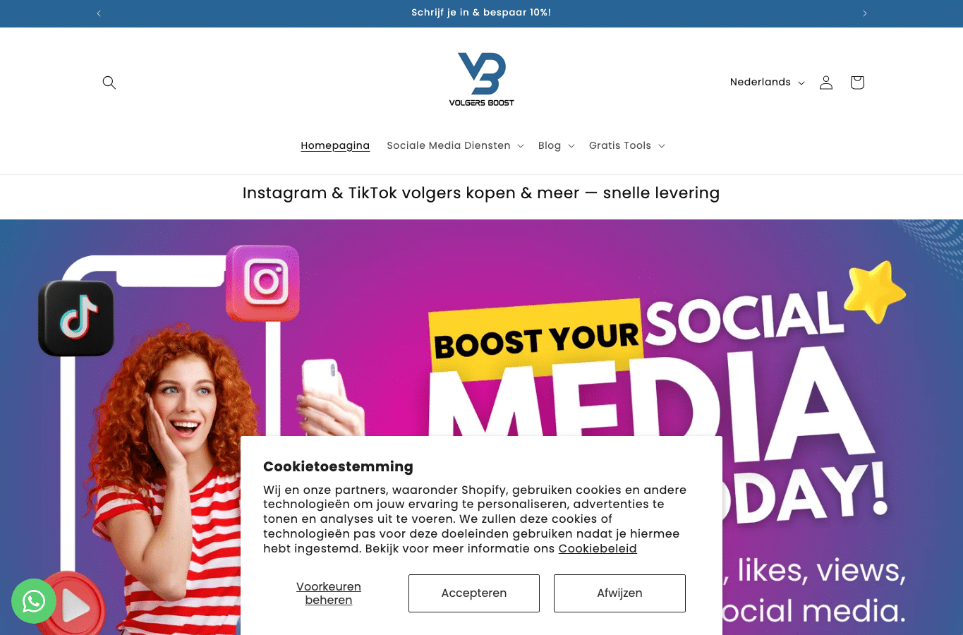 Screenshot preview of volgersboost.com