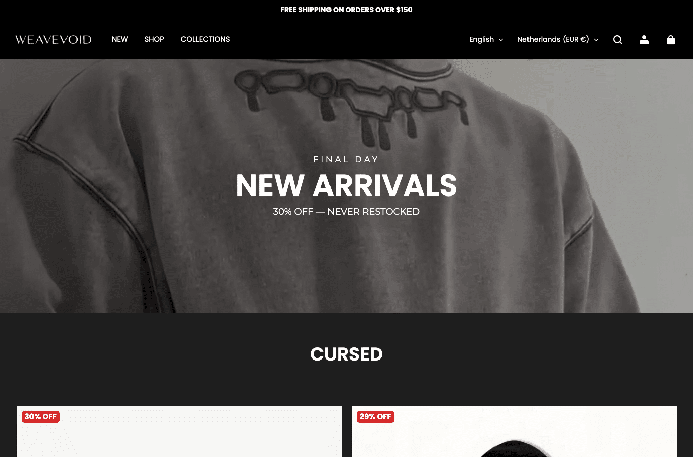 Screenshot preview of weavevoid.com