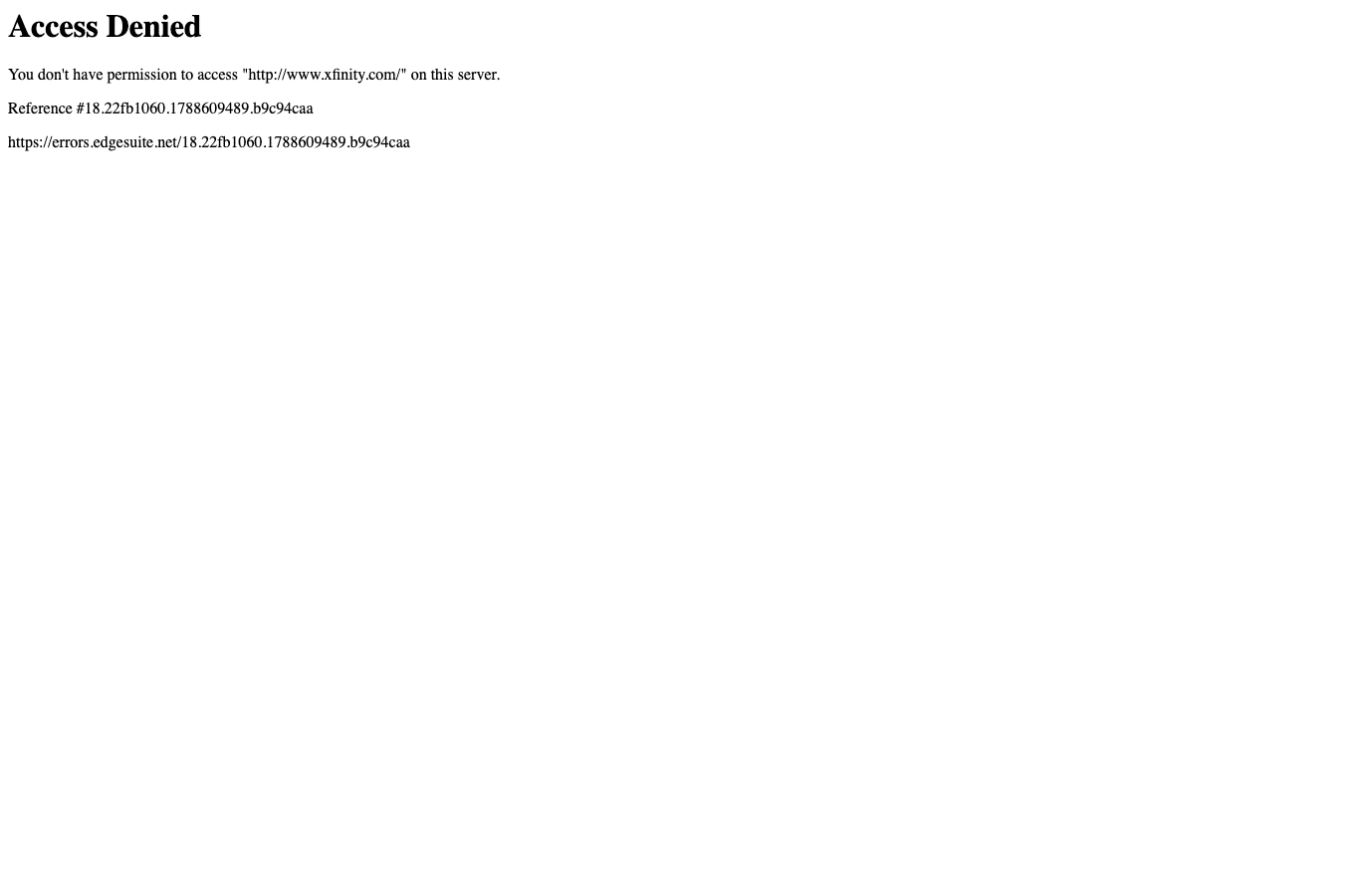 Screenshot preview of xfinity.com