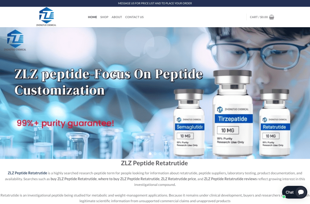 Screenshot preview of zlzpeptideretatrutide.com