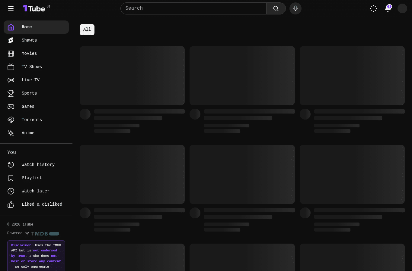 Screenshot preview of 1tube.org