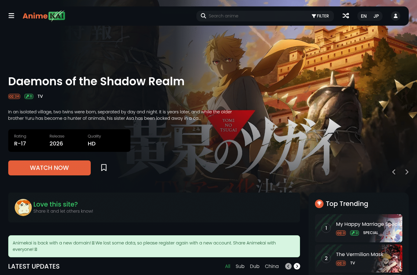 Screenshot preview of animekai.be
