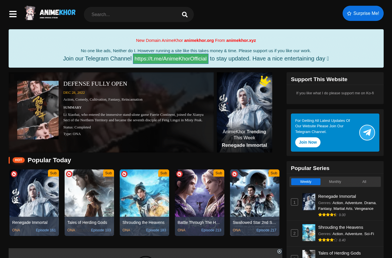 Screenshot preview of animekhor.org