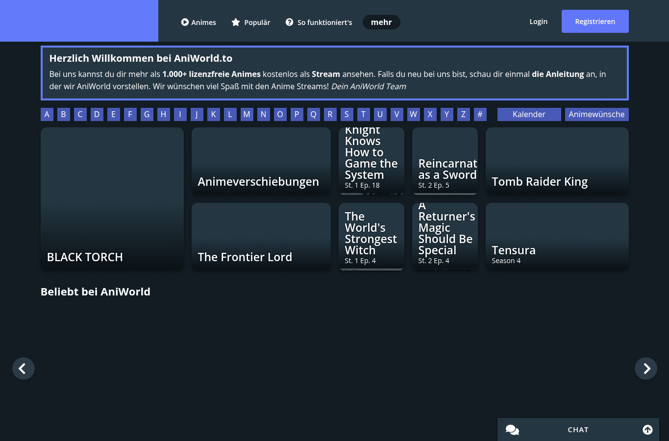 Screenshot preview of aniworld.to