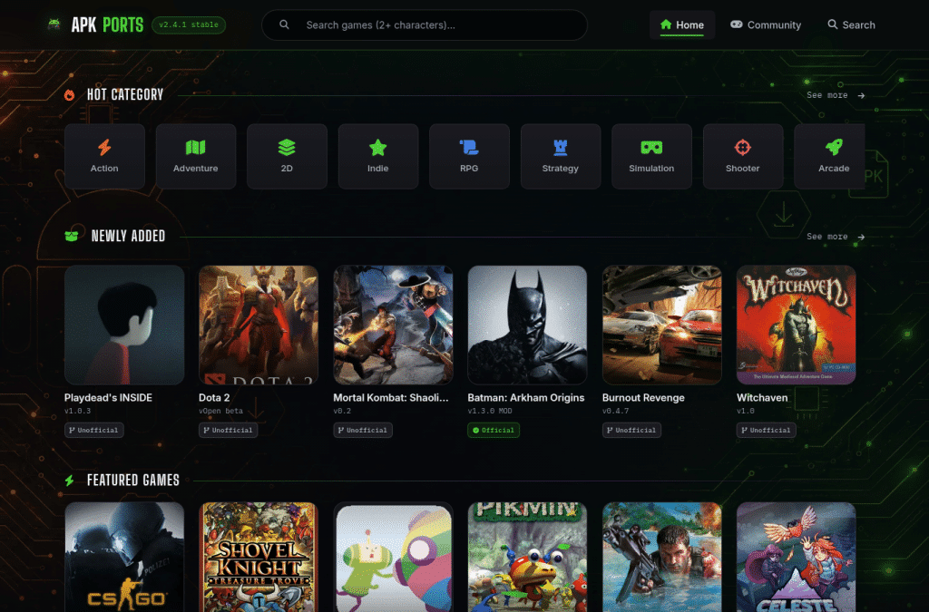 Screenshot preview of apkports.com