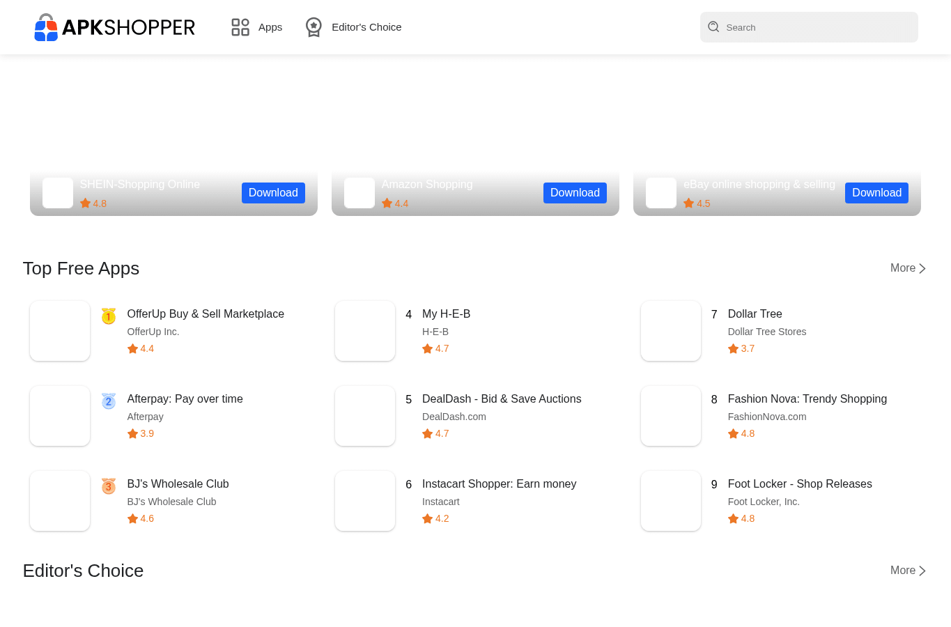 Screenshot preview of apkshopper.com