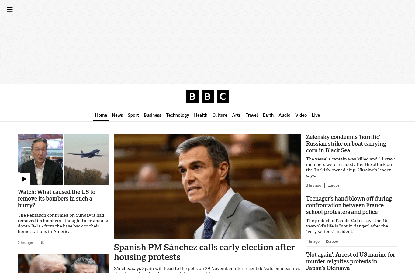 Screenshot preview of bbc.com