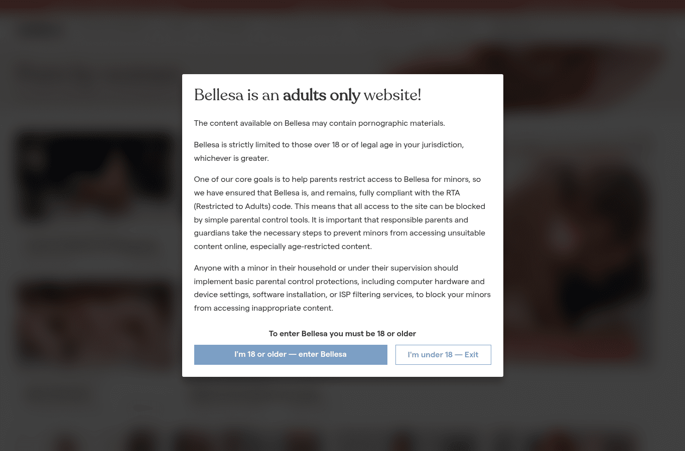 Screenshot preview of bellesa.com