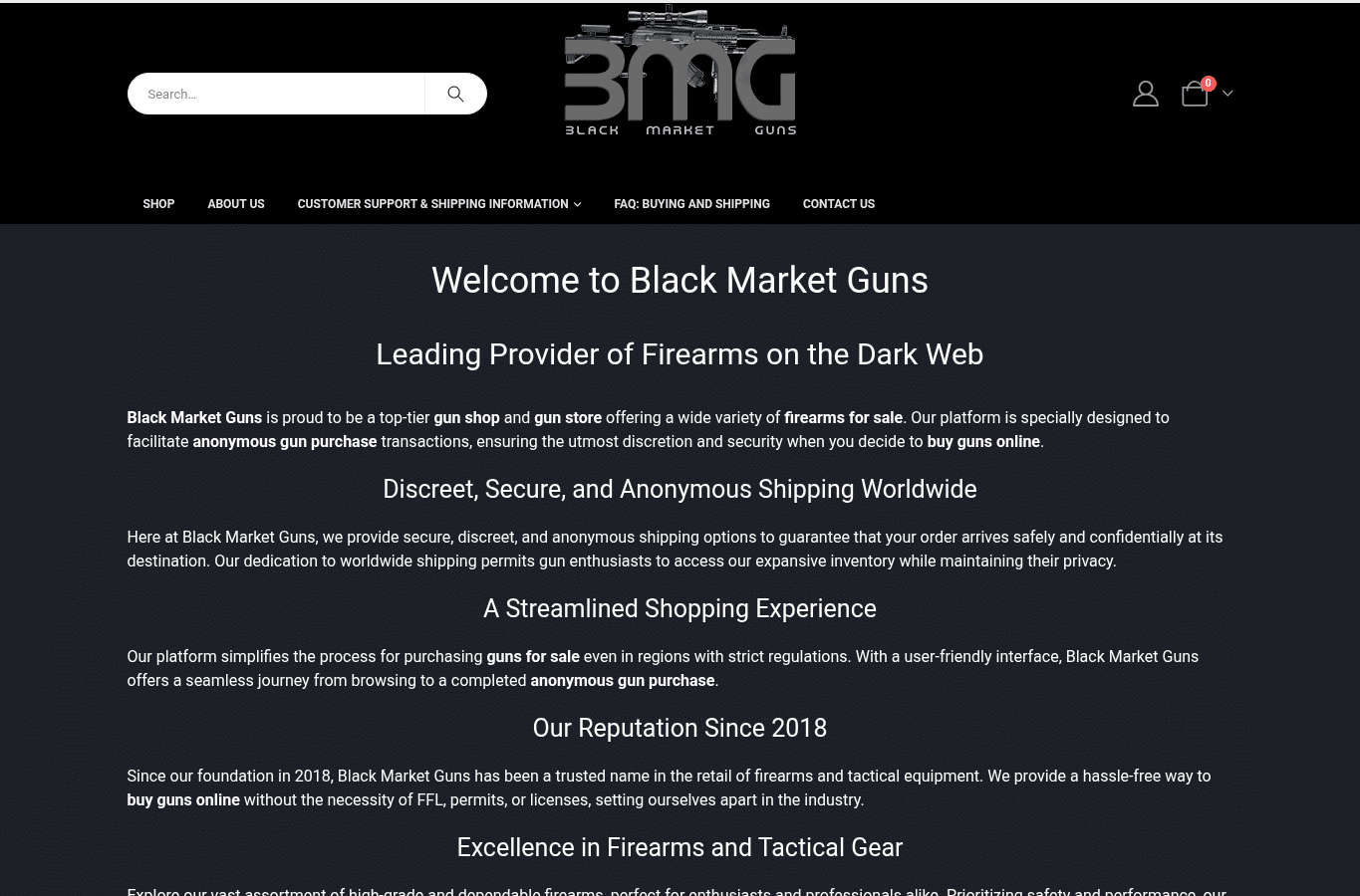 Screenshot preview of blackmarket-gun.com