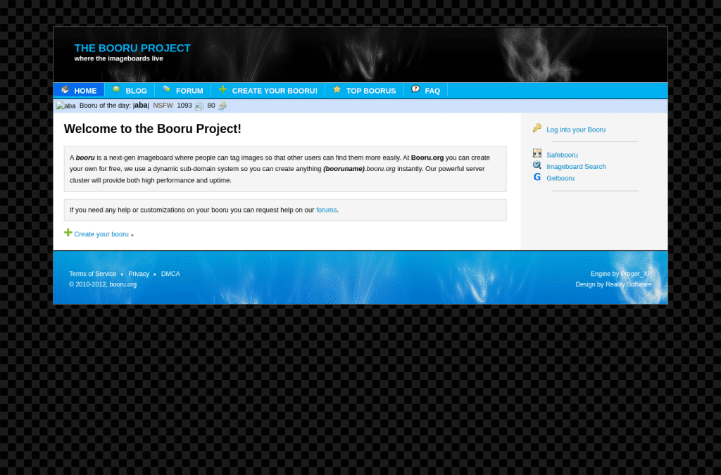 Screenshot preview of booru.org