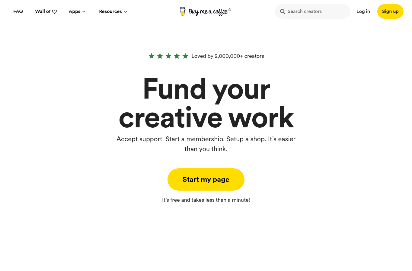 Screenshot preview of buymeacoffee.com
