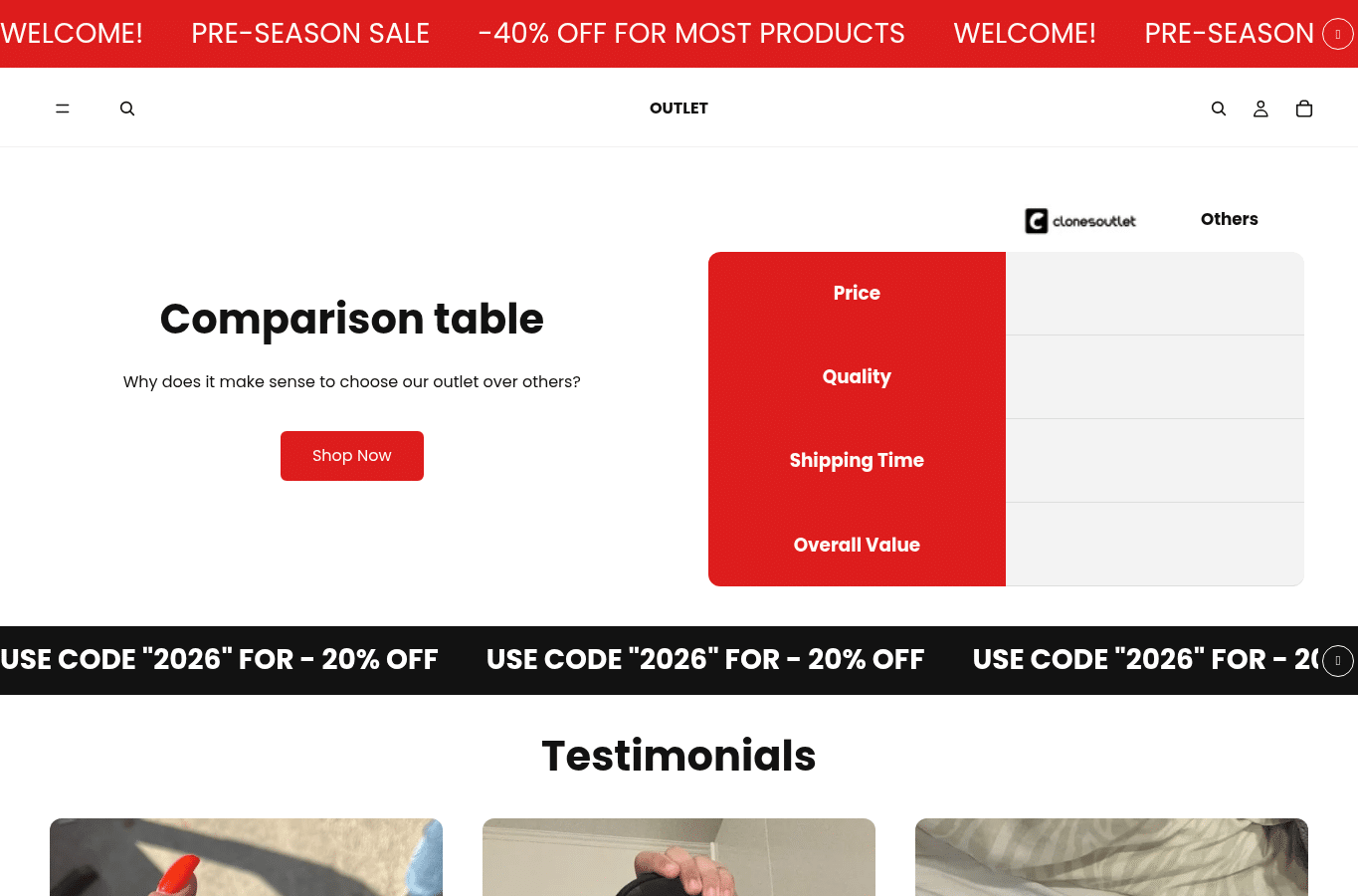 Screenshot preview of clooutlet.shop
