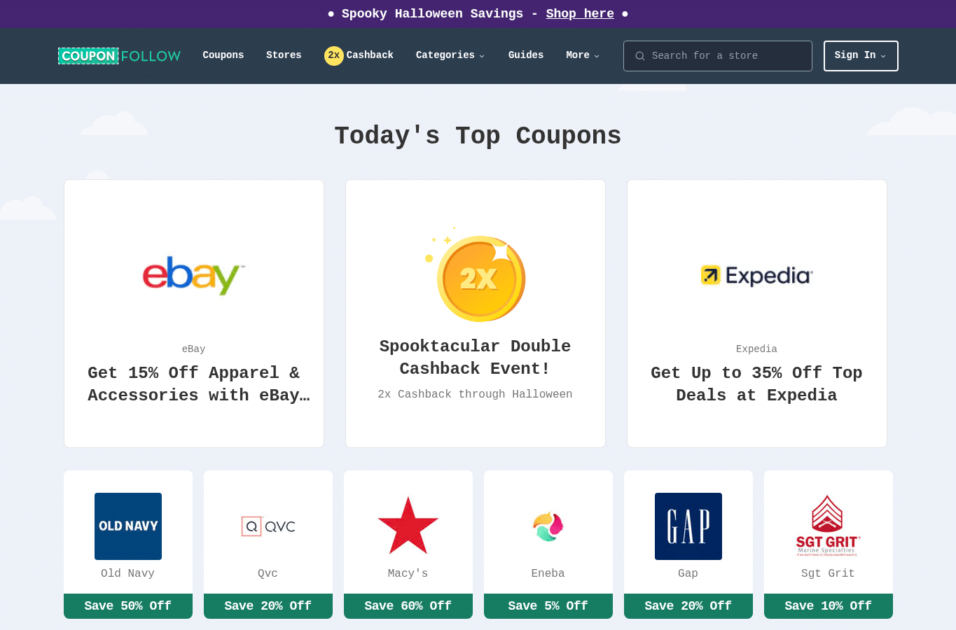 Screenshot preview of couponfollow.com