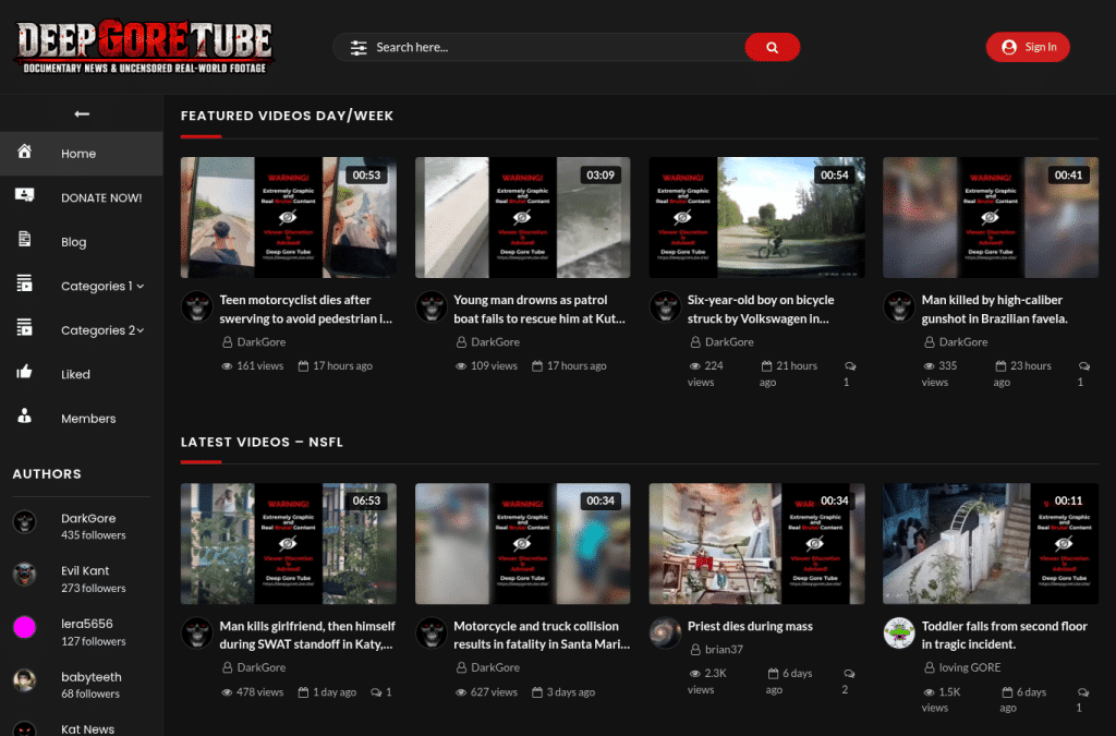 Screenshot preview of deepgoretube.site