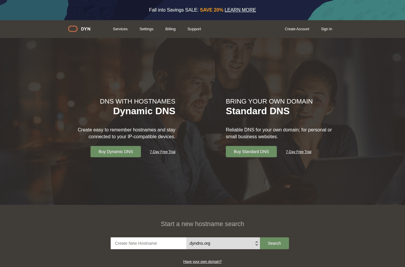 Screenshot preview of dyndns.org