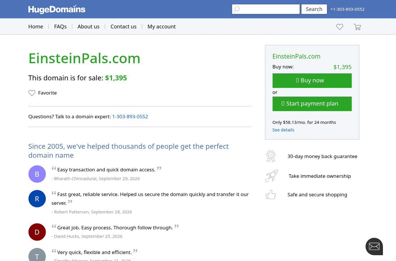 Screenshot preview of einsteinpals.com