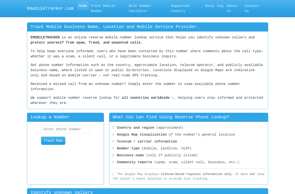 Screenshot preview of emobiletracker.com