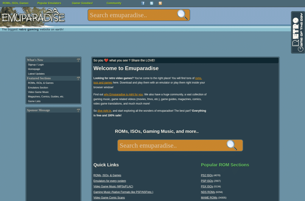 Screenshot preview of emuparadise.me