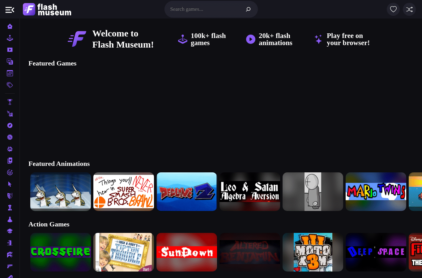 Screenshot preview of flashmuseum.net