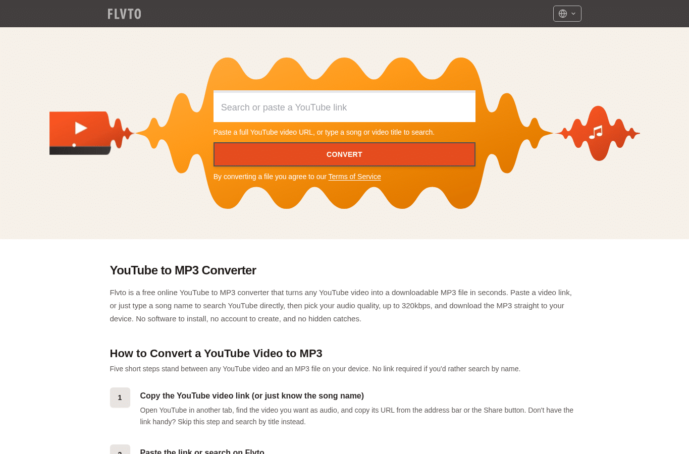 Screenshot preview of flvto.world