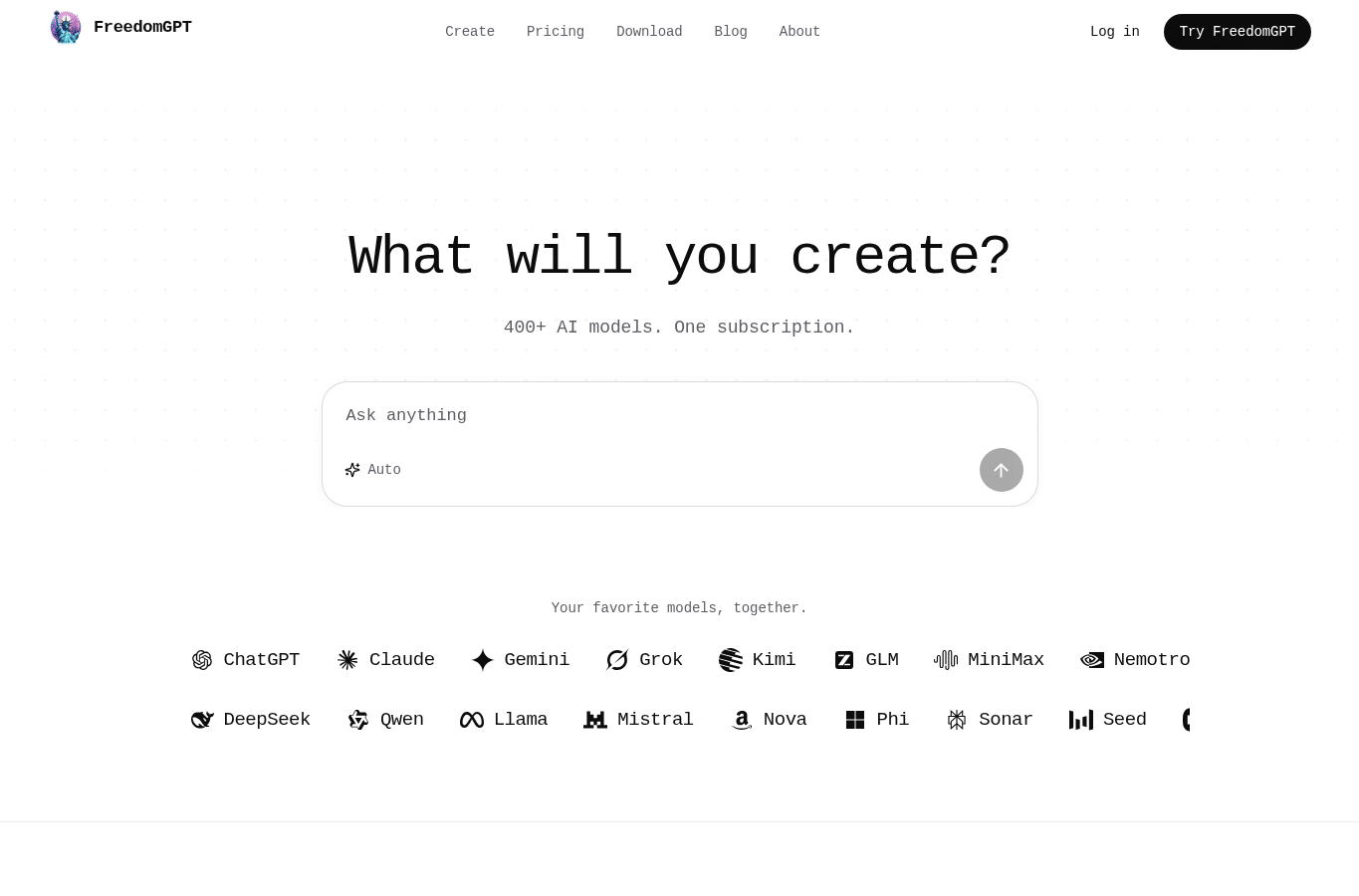Screenshot preview of freedomgpt.com