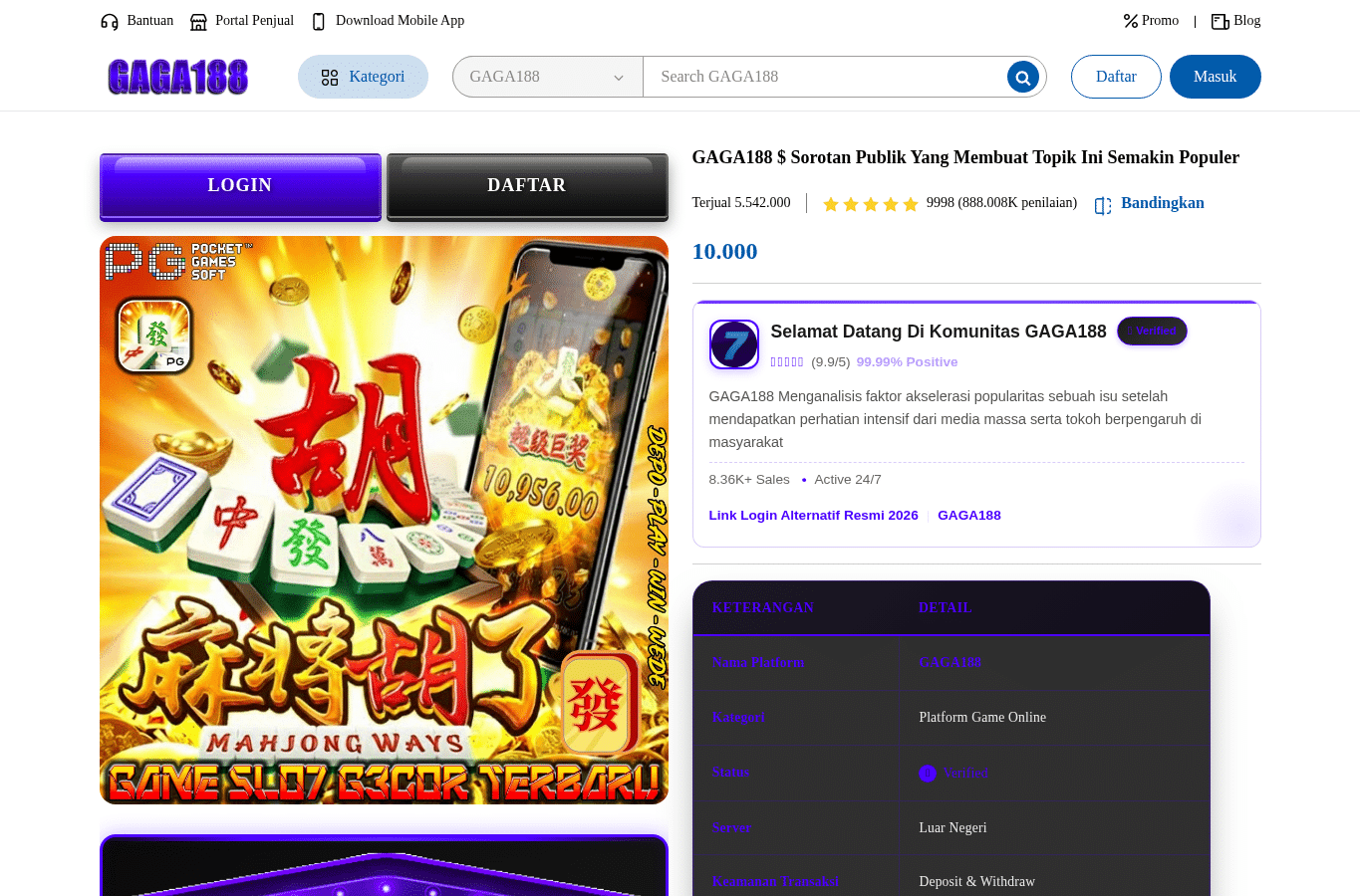 Screenshot preview of gaga188.org