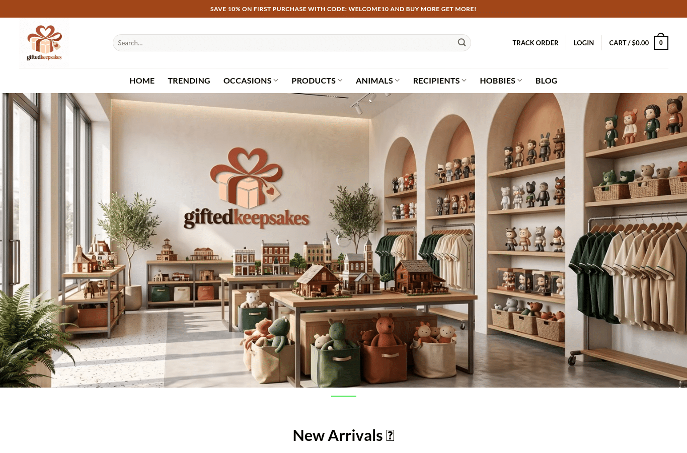Screenshot preview of giftedkeepsakes.com