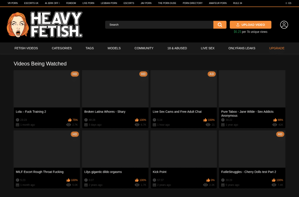 Screenshot preview of heavyfetish.com
