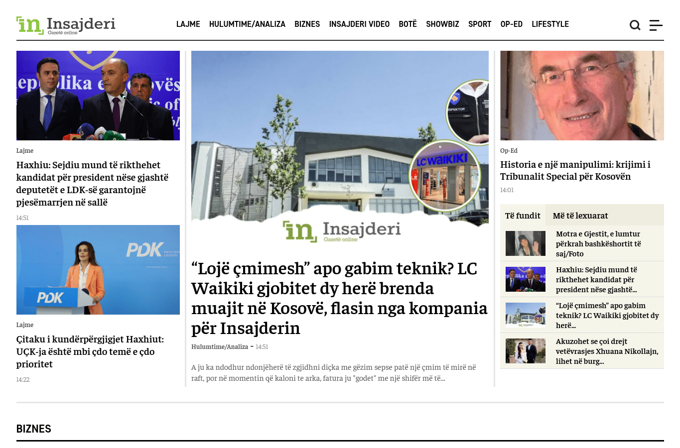 Screenshot preview of insajderi.org
