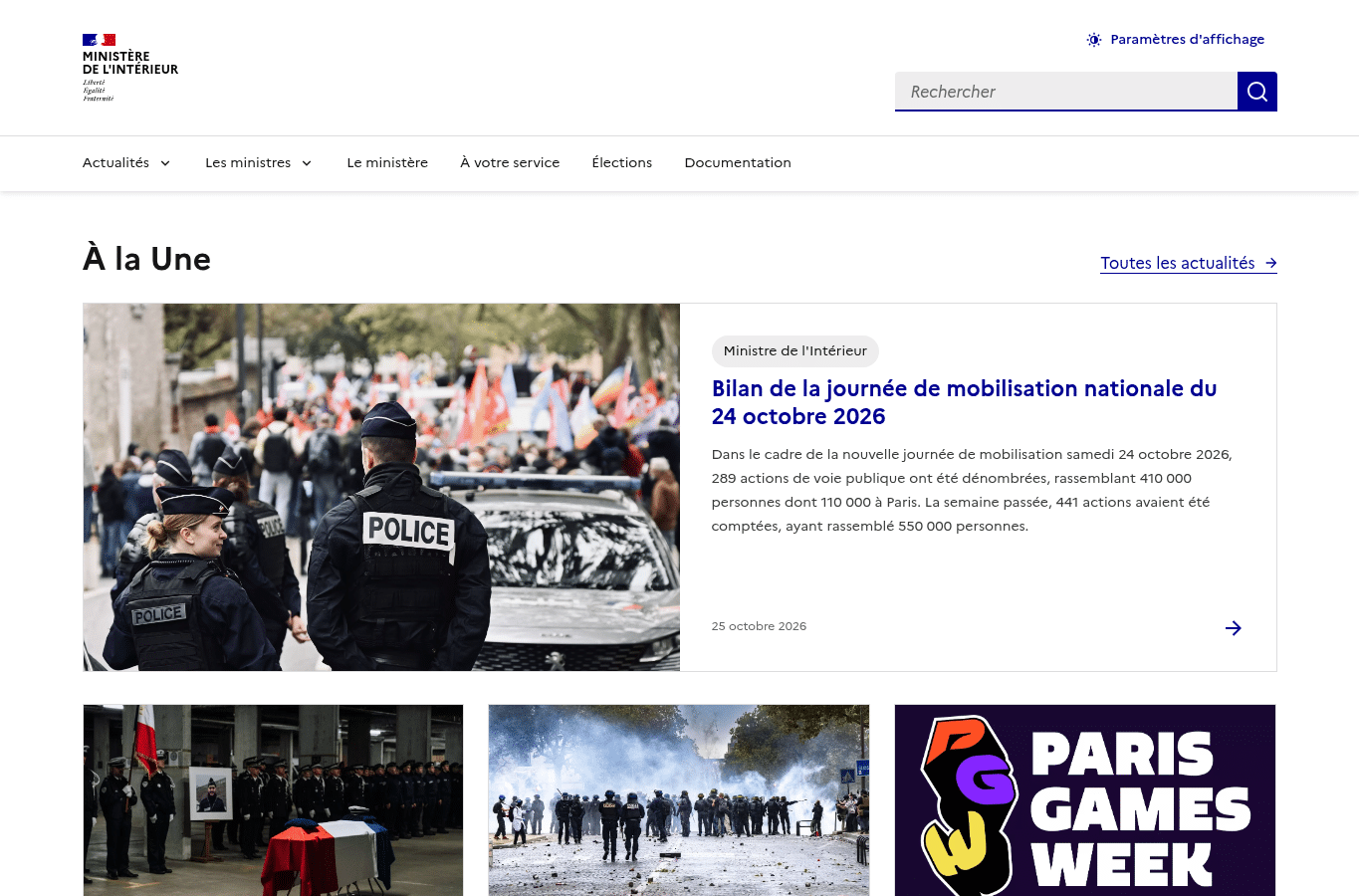 Screenshot preview of interieur.gouv.fr