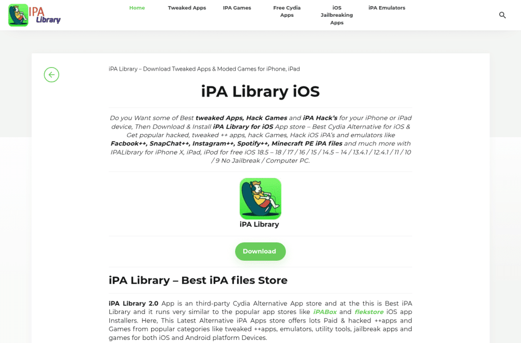 Screenshot preview of ipalibrary.net