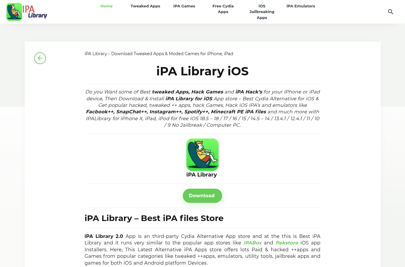 Screenshot preview of ipalibrary.net