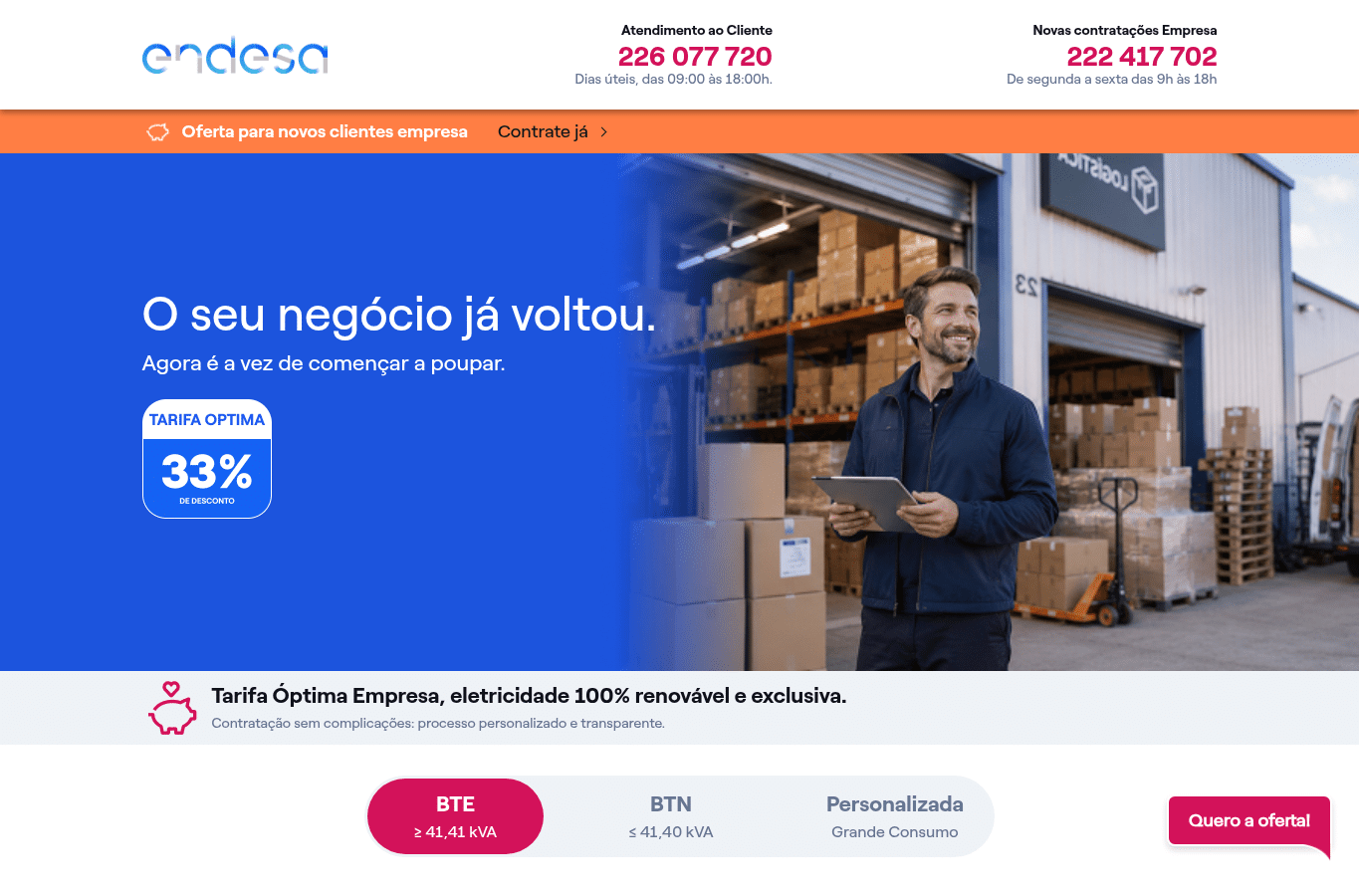 Screenshot preview of luzempresasendesa.pt