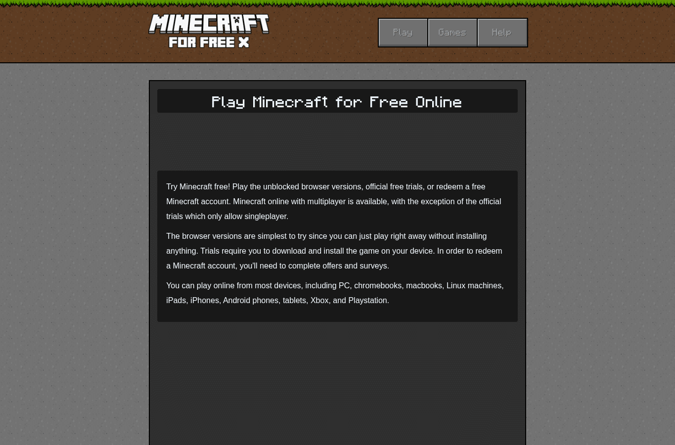 Screenshot preview of minecraftforfreex.com