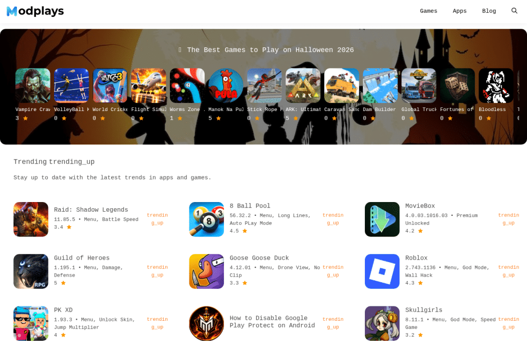 Screenshot preview of modplays.com