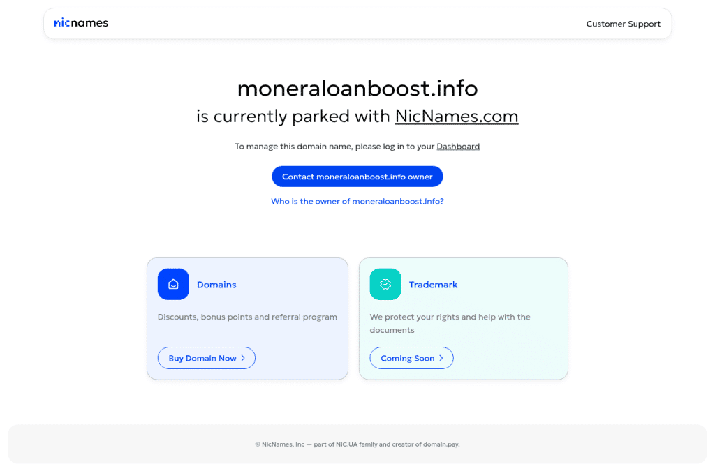 Screenshot preview of moneraloanboost.info