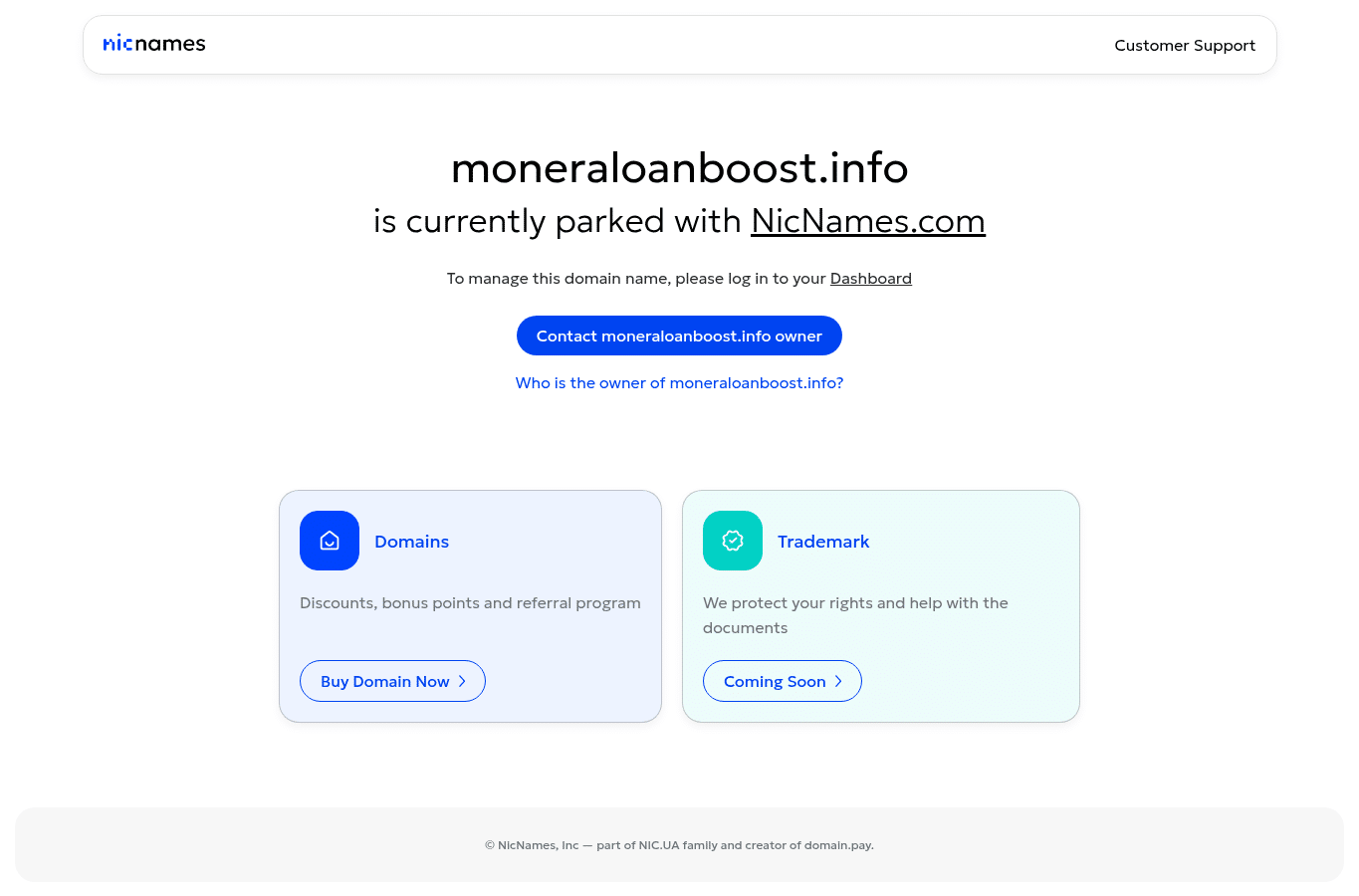 Screenshot preview of moneraloanboost.info