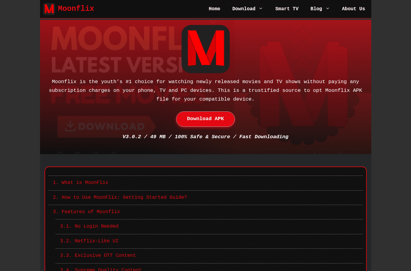 Screenshot preview of moonflix.org