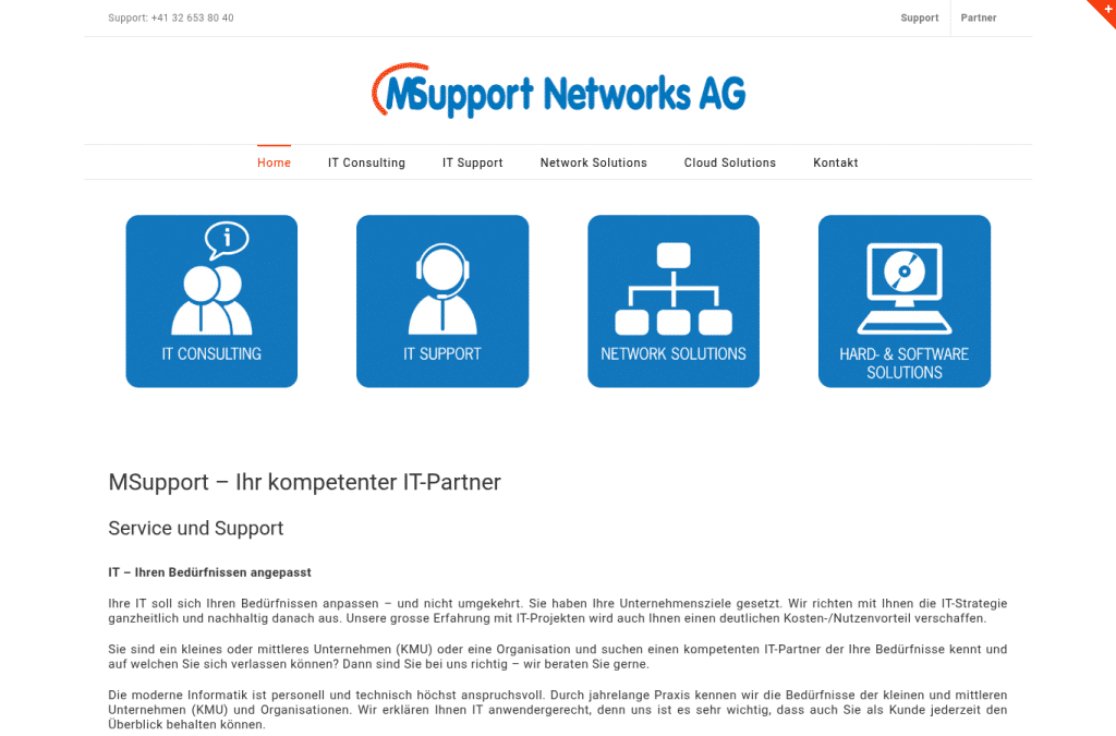 Screenshot preview of msupport.ch
