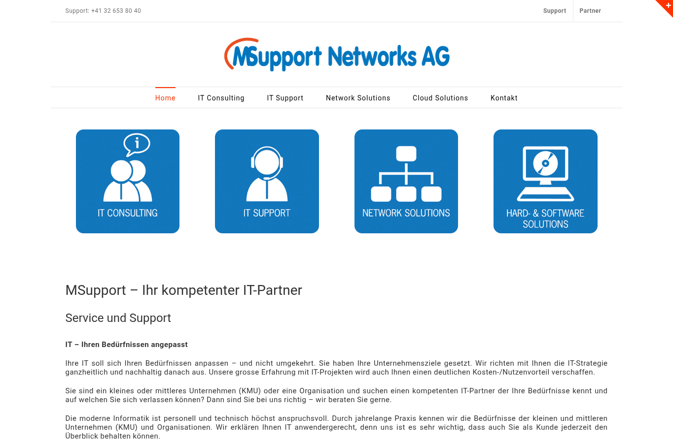 Screenshot preview of msupport.ch