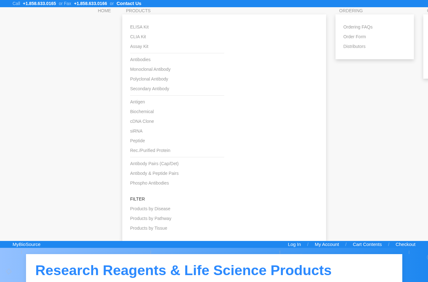Screenshot preview of mybiosource.com
