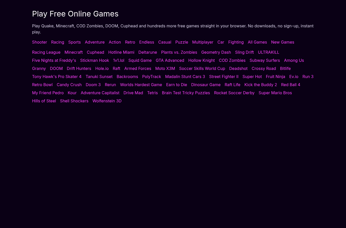 Screenshot preview of nite.games