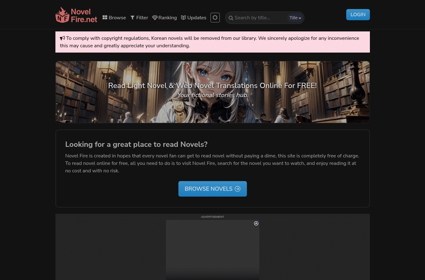 Screenshot preview of novelfire.net