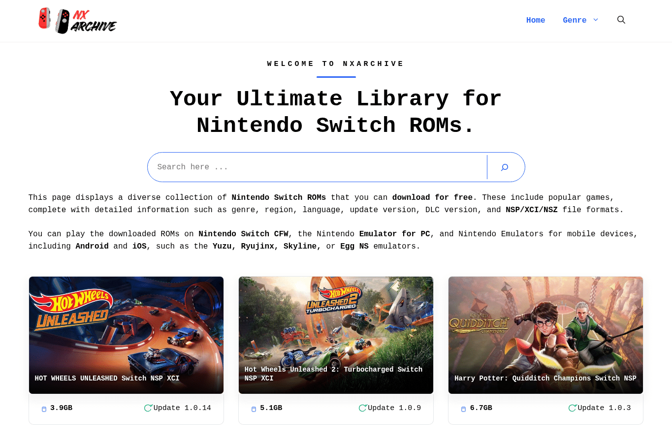Screenshot preview of nxarchive.com