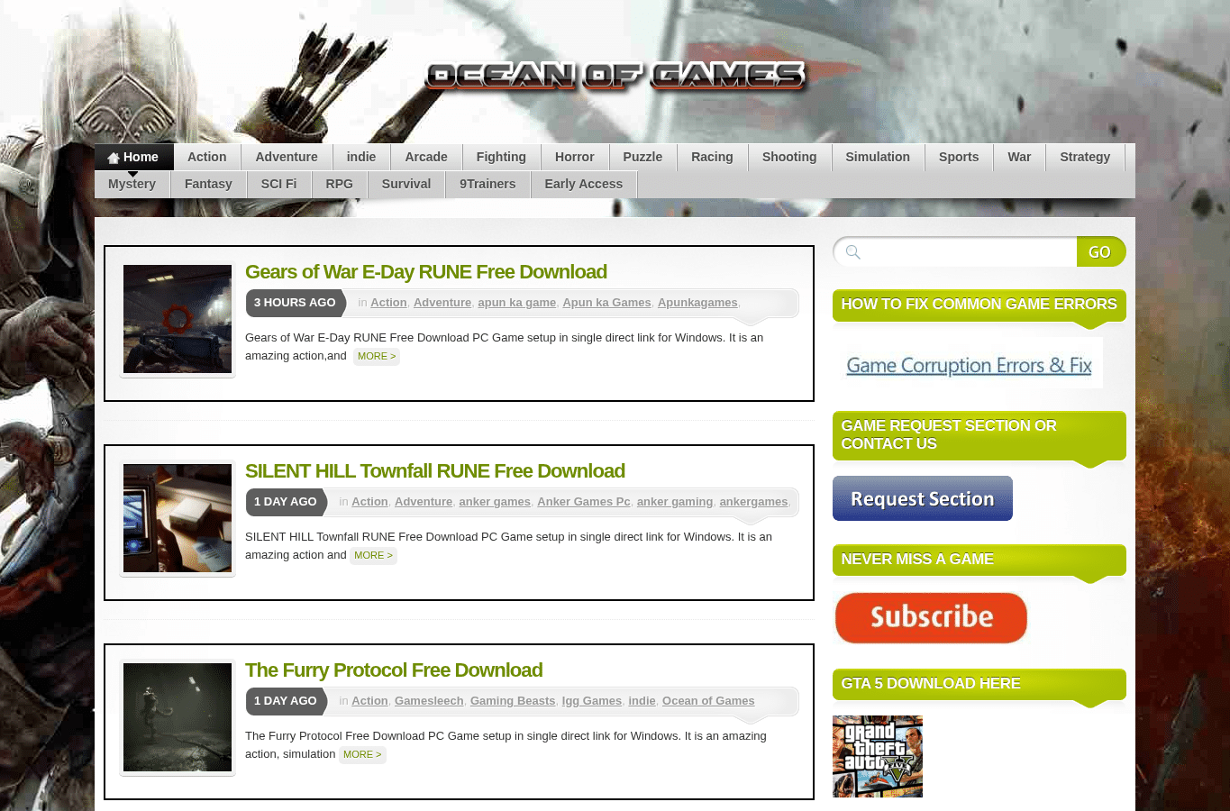 Screenshot preview of oceantogames.com